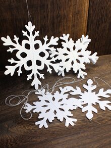6Pcs 3D White Snowflake Ornaments - Frozen Theme Birthday Party Decorations, Winter Onederland Baby Shower, Hanging Paper Snowflakes For Princess Party & Kids Room Decor - White - View 5