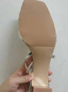 銀色高跟涼鞋 - 銀色 - 查看 4