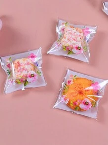 100 个烘焙包装小饼干袋，5 种颜色自粘半透明花袋，适用于糖果包装和珠宝包装学校用品食品袋食品盒适用于糖果巧克力饼干等。 - 彩色 - 查看 4