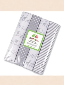 4pcs Grey Newborn Infant Receiving Blanket, Multi-functional Baby Swaddle Blanket, Receiving Blanket, Burping Cloth - Grey - View 1