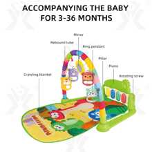 多功能室內遊戲柔軟的嬰兒毯子活動音樂播放睡眠地墊鋼琴鍵盤健身邊框嬰兒健身房地墊健身架鋼琴音樂玩具 - 綠色 - 查看 3