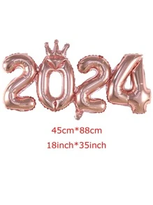 2024數字皇冠形氣球,用於新年裝飾