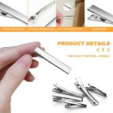 50pcs Girls' Silver Metal Diy Alligator Hair Clips, Suitable For Daily Use - Silver - View 5