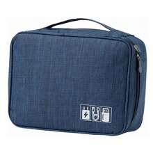 Estuche Organizador De Cables Portátil multifunción Impermeable Cargador Usb Organizador Bolsa - Azul Marino - Ver 2