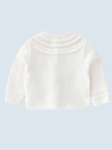 BOARNSEORL Baby Girls White Button-Front Knit Cardigan Sweater, Fashionable For Daily, Outdoor, Travel, Birthday, Spring/Autumn - White - View 5