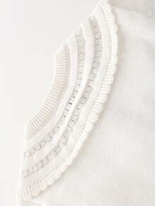 BOARNSEORL Baby Girls White Button-Front Knit Cardigan Sweater, Fashionable For Daily, Outdoor, Travel, Birthday, Spring/Autumn - White - View 6