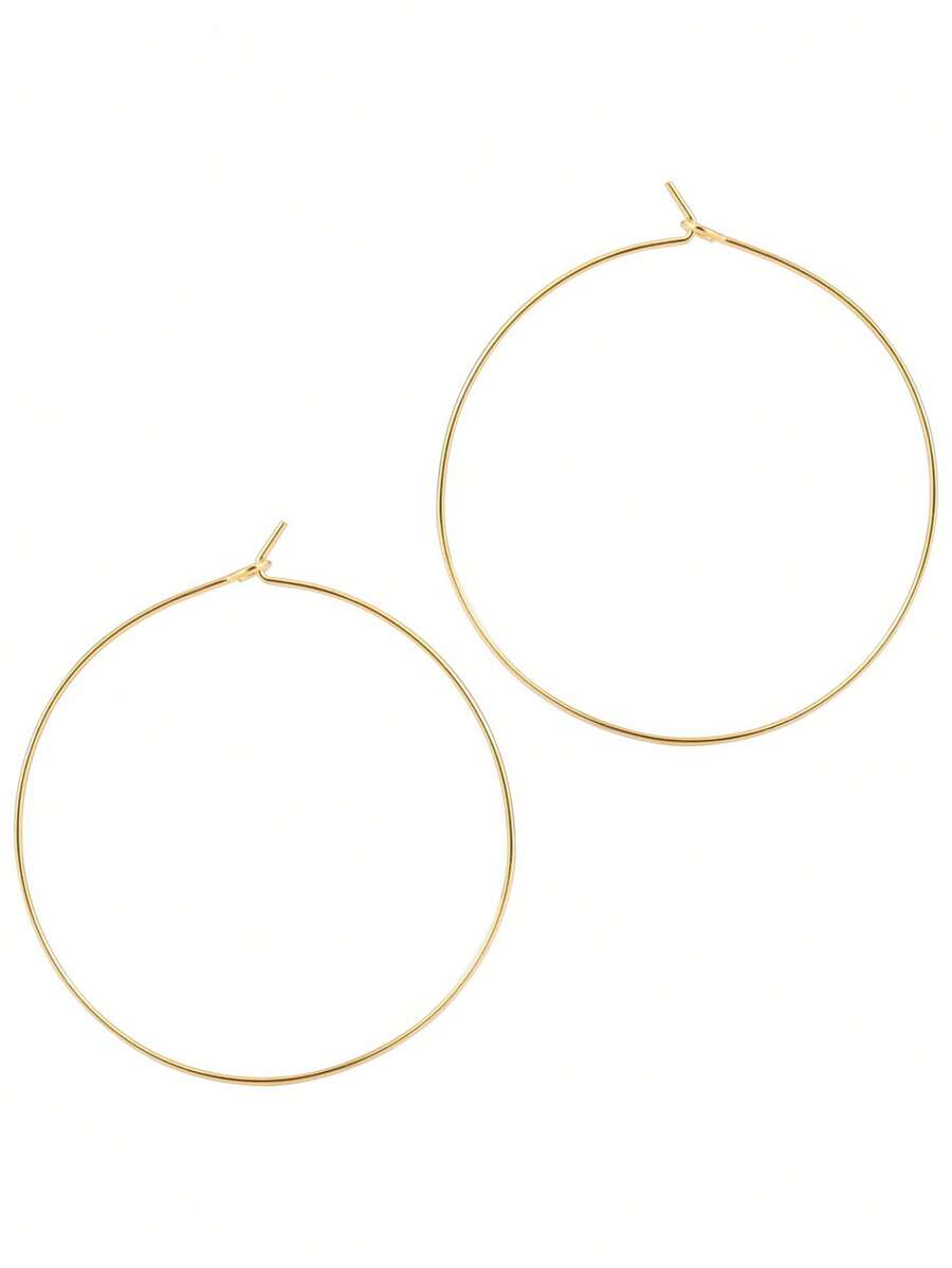 1 Paio Di Orecchini Ad Anello Sottili D'oro Per Donne - Orecchini Ad Anello Leggeri E Ipoallergenici - Grande 50mm