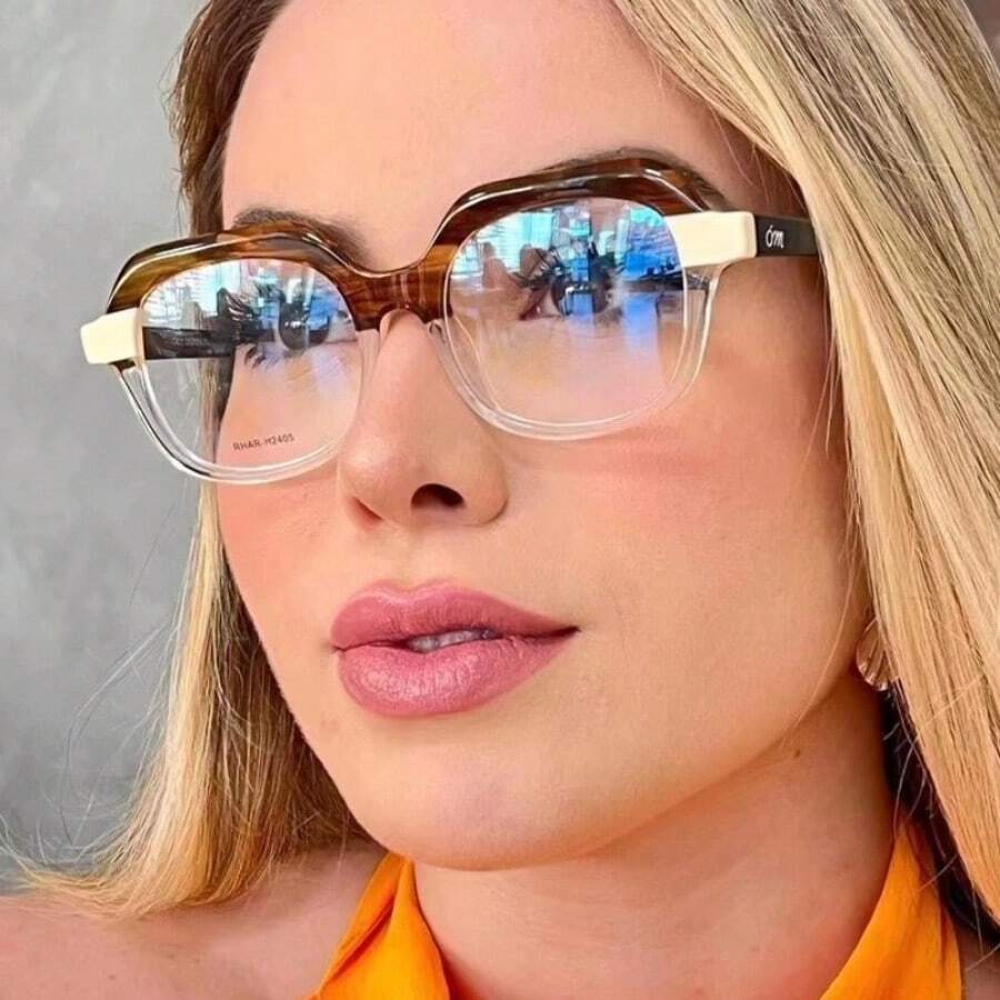 新款眼镜，一款时尚女士文艺复古无度数眼镜框，简约色块设计