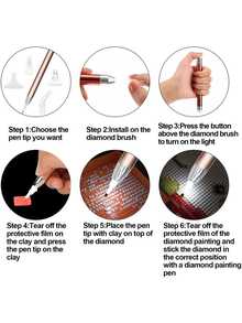 Led Light Pink Diamond Painting Pen With Diamond Tips (battery Not Included) - Pink - View 7