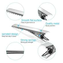 50pcs Girls' Silver Metal Diy Alligator Hair Clips, Suitable For Daily Use - Silver - View 4