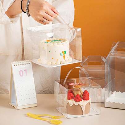 5 件透明便携式蛋糕包装盒学校用品食品袋食品盒适用于糖果巧克力饼干等。