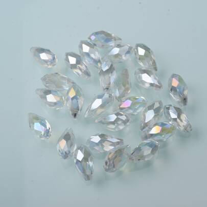 25pcs/pack Horizontal Hole Tear Glass Drop Beads Shaped Pendant, 0.6x1.2cm For Earrings