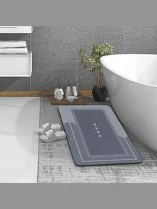 1 Miếng Trái đất Thảm nhà tắm , Mạnh mẽ Hấp thụ nước Diatomite đá Thảm nhà tắm , Chống trượt Nhanh khô Gương sen Tấm lót , Gầy Phòng tắm Tấm thảm - Màu Xám nhạt - Xem 3