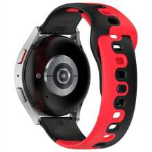 New Double-color Silicone Strap Compatible With Samsung Galaxy Watch 6, Available In 20mm And 22mm Sizes - Red - View 2