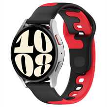 New Double-color Silicone Strap Compatible With Samsung Galaxy Watch 6, Available In 20mm And 22mm Sizes - Red - View 1