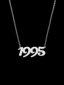 1 pc Fashion Style Steel Color Year Digital Time Pendant Necklace for Women's Daily Wear
