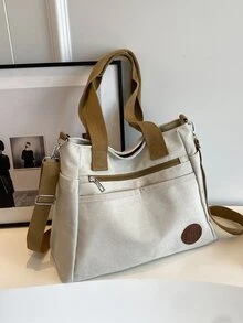 MOBAOFANG Đúng mốt Hàng mới đến Của phụ nữ Giải trí Túi tote Với Dung lượng lớn - Màu be - Xem 2