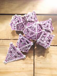 Joylord Dnd骰子套裝7個金屬d&d骰子套裝死亡棺材切割骰子擊骰子7件套-適用於龍與地下城游戲 - 紫色 - 查看 3