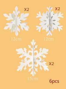6Pcs 3D White Snowflake Ornaments - Frozen Theme Birthday Party Decorations, Winter Onederland Baby Shower, Hanging Paper Snowflakes For Princess Party & Kids Room Decor - White - View 4