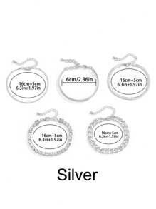 5Pcs/Set Bohemian Gold Bracelets for Women Boho Jewelry Diamond Chain Layered Hand Chain Charm Bracelet - Silver - View 6