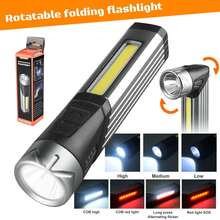 Rechargeable Rotatable LED Flashlight, Foldable Outdoor Torchlight Built-In Lithium Battery For Trekking/Working - 1個 - 查看 1