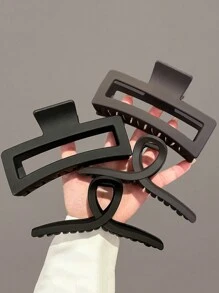 4入組方形及直條紋塑料髮夾，休閒易用 - 彩色 - 查看 1