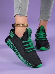 新款女款時尚透氣休閒運動鞋，柔軟鞋底，適合全季節穿著，吸震，非常適合跑步、戶外旅行和步行，防滑、抗臭，黑色 - 黑色 - 查看 4