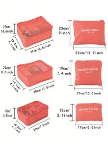 6入組套旅行收納袋套裝，用於衣服整理收納袋衣櫃手提箱袋旅行收納袋鞋盒包裝立方袋行李收納袋衣服鞋袋學校用品大學宿舍學生房間裝飾臥室裝飾必需品 - 粉色 - 查看 2