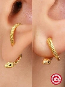 1對S925純銀小蛇可調節金色銀色耳環適合女士耳釘婚禮派對婚禮訂婚儀式禮品