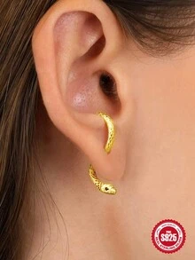 1對S925純銀小蛇可調節金色銀色耳環適合女士耳釘婚禮派對婚禮訂婚儀式禮品