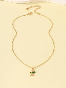 1 件简约合金金属滴釉水仙（十二月诞生花）吊坠项链，女士情人节生日礼物 - 金黃色 - 查看 4