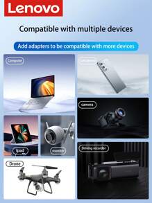 Lenovo Memory Card Reader 2 IN 1,Dual Connector USB 3.0 SD Card Reader Adapter - Supports SD/Micro SD/SDXC/SDHC/MMC/RS-MMC/UHS-I, Compatible with MacBook Pro, MacBook Air - Black - View 9