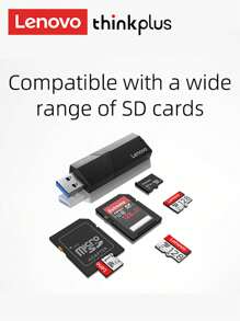 Lenovo Memory Card Reader 2 IN 1,Dual Connector USB 3.0 SD Card Reader Adapter - Supports SD/Micro SD/SDXC/SDHC/MMC/RS-MMC/UHS-I, Compatible with MacBook Pro, MacBook Air - Black - View 5