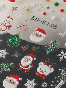 2入組聖誕色彩指甲藝術貼紙5d壓花指甲貼紙,秋冬聖誕老人、聖誕樹、雪人、雪花、麋鹿、企鵝、愛diy指彈藝術設計自粘式指甲用品指甲貼紙指甲藝術裝飾,適用於女性 - 彩色 - 查看 4