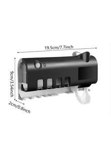 1入組白色智能牙刷消毒器，免打孔牙刷架，自動擠牙膏裝置，縫紉浴室套裝 - 黑色 - 查看 4
