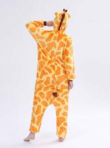 1件女士卡通動物連體睡衣,適合秋冬家居穿著、家庭、情侶及舞臺表演 - 彩色 - 查看 3