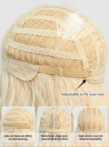 7JHH WIGS Barbi 女士金色假发 分层波浪长发假发 带帘式刘海 耐热合成卷发假发 适合女孩圣诞节万圣节角色扮演日常派对节日和约会使用 24 英寸 - 金色 - 查看 11