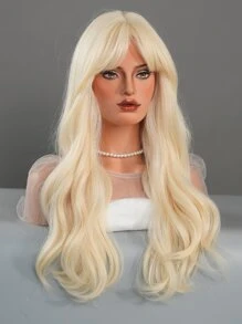 7JHH WIGS Barbi 女士金色假发 分层波浪长发假发 带帘式刘海 耐热合成卷发假发 适合女孩圣诞节万圣节角色扮演日常派对节日和约会使用 24 英寸 - 金色 - 查看 7