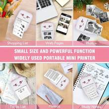 Mini Thermal Inkless Printer with 10Rolls Papers Portable Wireless Smart Pink Printer for Photos, Receipts, Labels