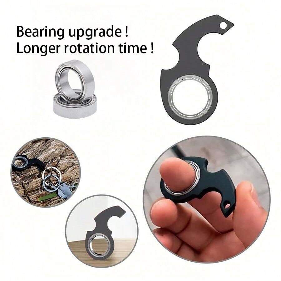 1 Máy Tính Nam Đầu Ngón Tay Xoay Chống Lo Âu Móc Khóa Phụ Kiện Với Nâng Cấp Vòng Bi Để Quay Nhanh Hơn - màu đen - Xem 1