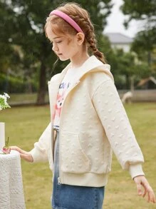 Tween Girls' Sporty And Stylish Casual Hooded Jacket For Autumn - White - View 7