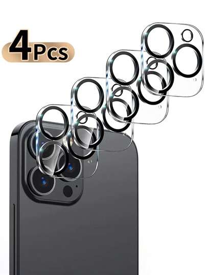 4Pcs Full Cover Protective Glass Compatible With IPhone16e 11 12 13 14 15 16Pro Max XR X Camera Protector Compatible With IPhone 14 Pro Max Transparent Lens Protector