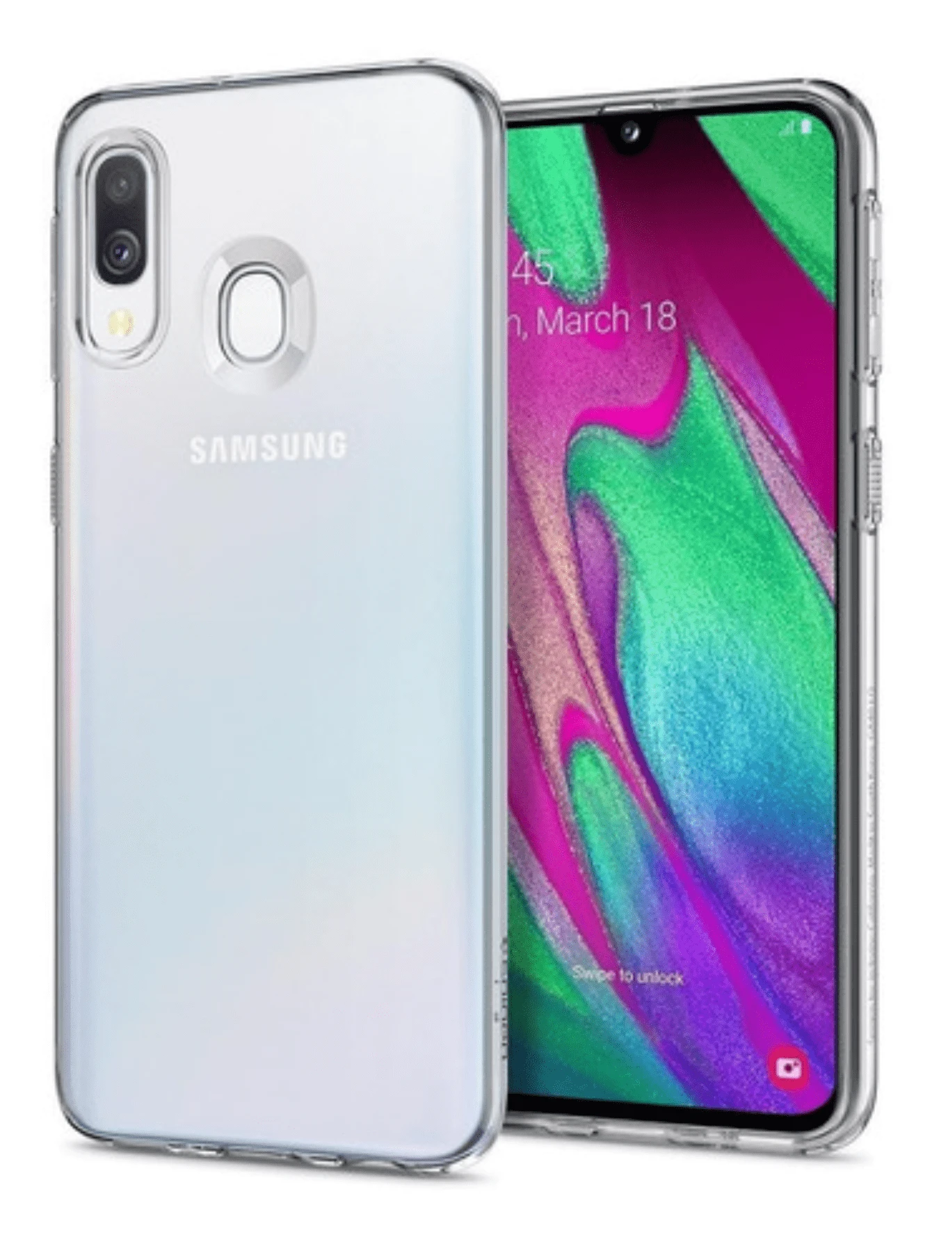 Galaxy A40 Liquid Crystal Spigen Fexible Premium Case - Clear - View 1