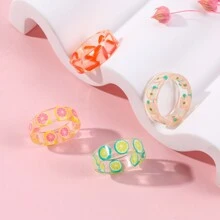 4 cái/bộ Trẻ em Acrylic Hình Trái cây Nhẫn - Nhiều màu - Xem 9