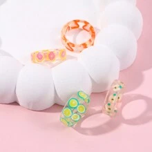 4 cái/bộ Trẻ em Acrylic Hình Trái cây Nhẫn - Nhiều màu - Xem 8
