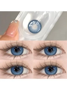 1pair Blue Contact Lenses Large Diameter 14.5mm Color Contact Lenses Soft Lenses Suitable For Daily Wearing For 6 Months - Blue - View 4