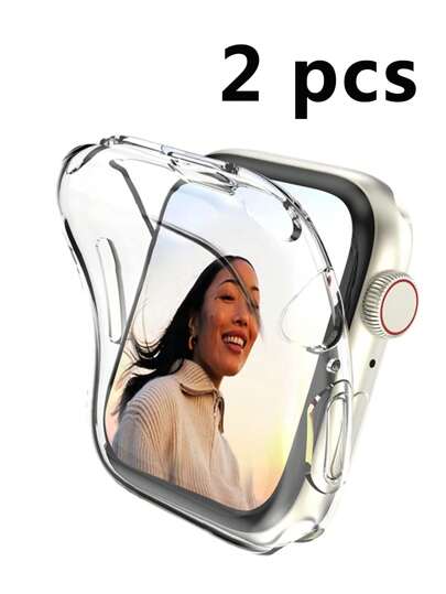 2 piezas Carcasa protectora transparente de TPU compatible con de tamaños 38mm, 40mm, 41mm, 42mm, 44mm, 45mm, 49mm