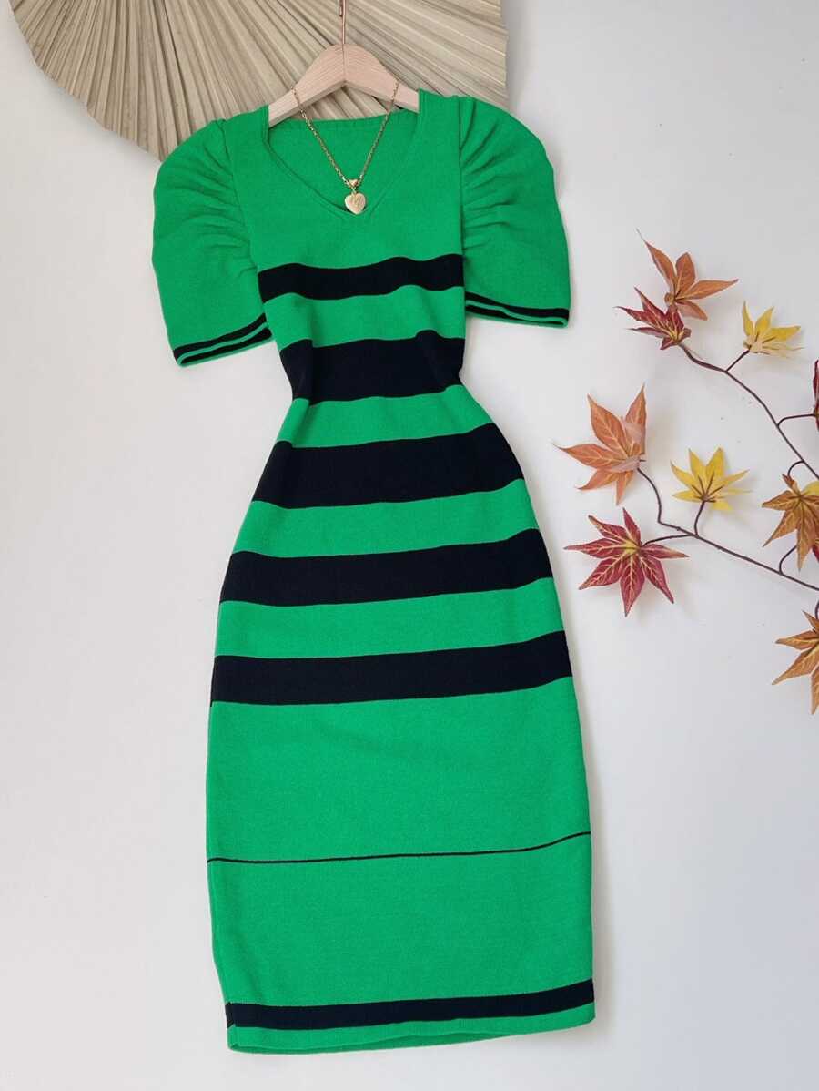 Women Sweater Dresses - 綠色 - 查看 1