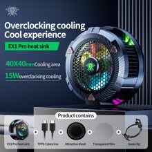 Plextone Expro1 智慧型手機散熱器rgb 遊戲手機散熱器靜音裝置靜音散熱器15w 半導體製冷磁吸式兩種冷卻模式3 種可調rgb 燈專業電競遊戲散熱器帶背夾、磁力板和type-c 充電線兼容所有智慧型手機型號推薦使用20w以上充電器 40x40mm 更大散熱面積 - EX1 PRO 散熱器 - 查看 2