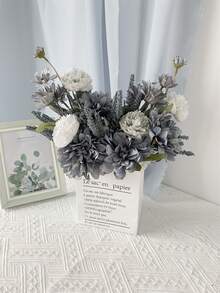 2 Bouquets 16.14in Artificial Besali Flowers Bouquet For Decorations Fake Flowers Silk Flowers Floral Table Centerpieces Living Room Decor Birthday Party Valentine'S Day Mother'S Day Gift - 藍色 - 查看 4